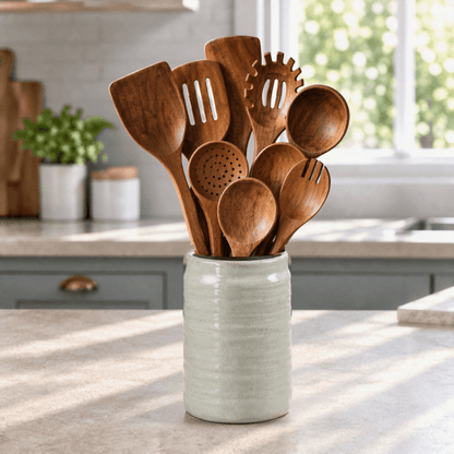 CleanWare™ 9 Piece Non-Toxic Acacia Wooden Utensil Set