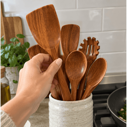 CleanWare™ 9 Piece Non-Toxic Acacia Wooden Utensil Set
