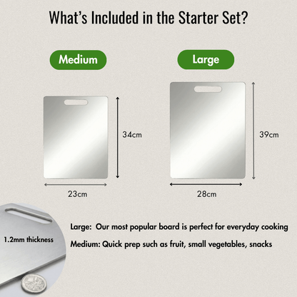 CleanWare™ Starter Pack: Premium Stainless Steel Chopping Board 2 Pack